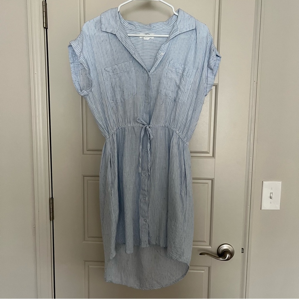 Light Blue Striped Mini Dress